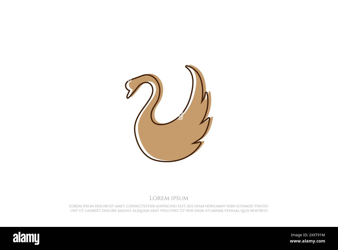 Elegante design Vector con logo Golden Swan Illustrazione Vettoriale