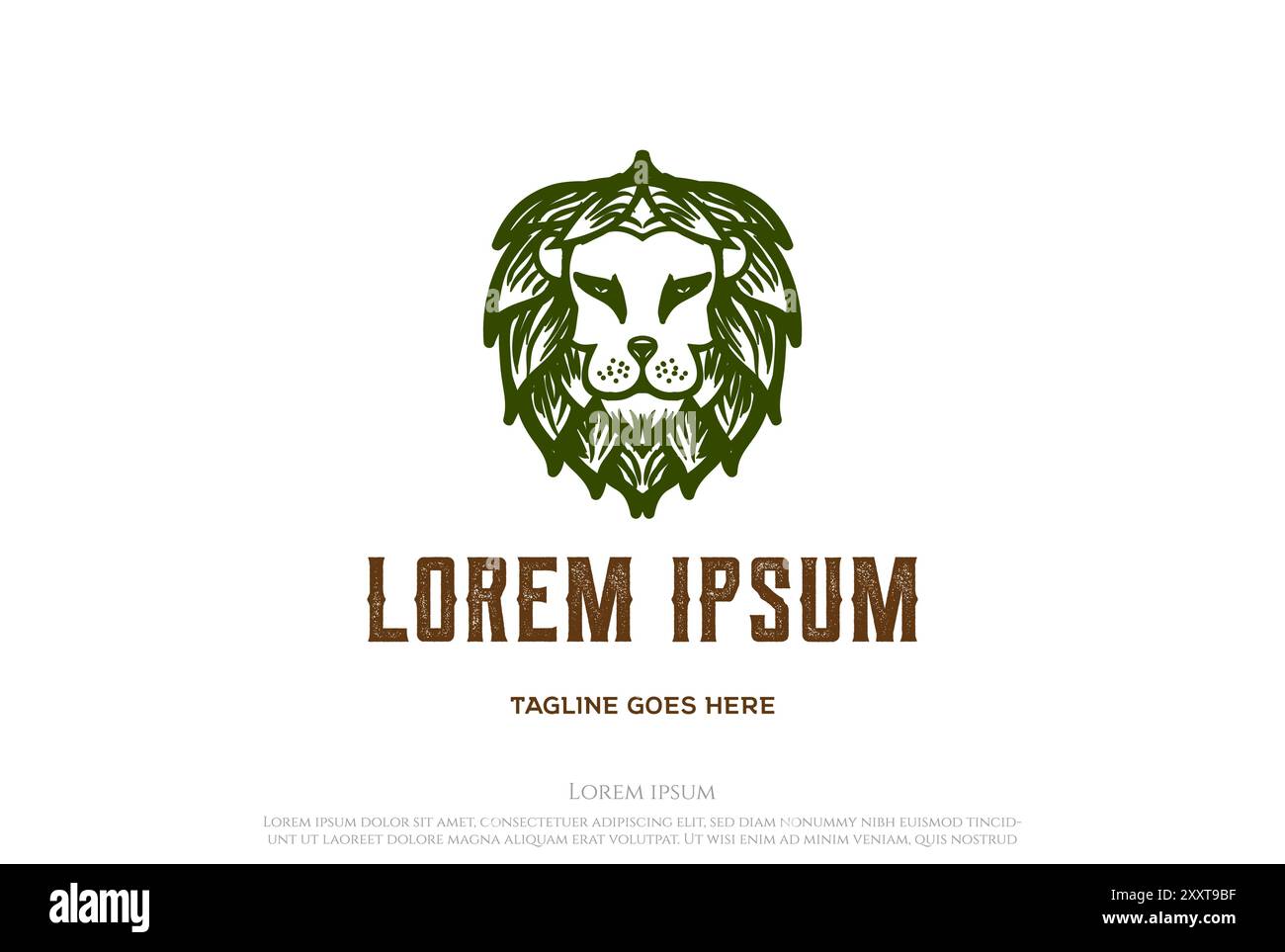 Lion King Hop Hops Brewing Brewery Design Vector Illustrazione Vettoriale