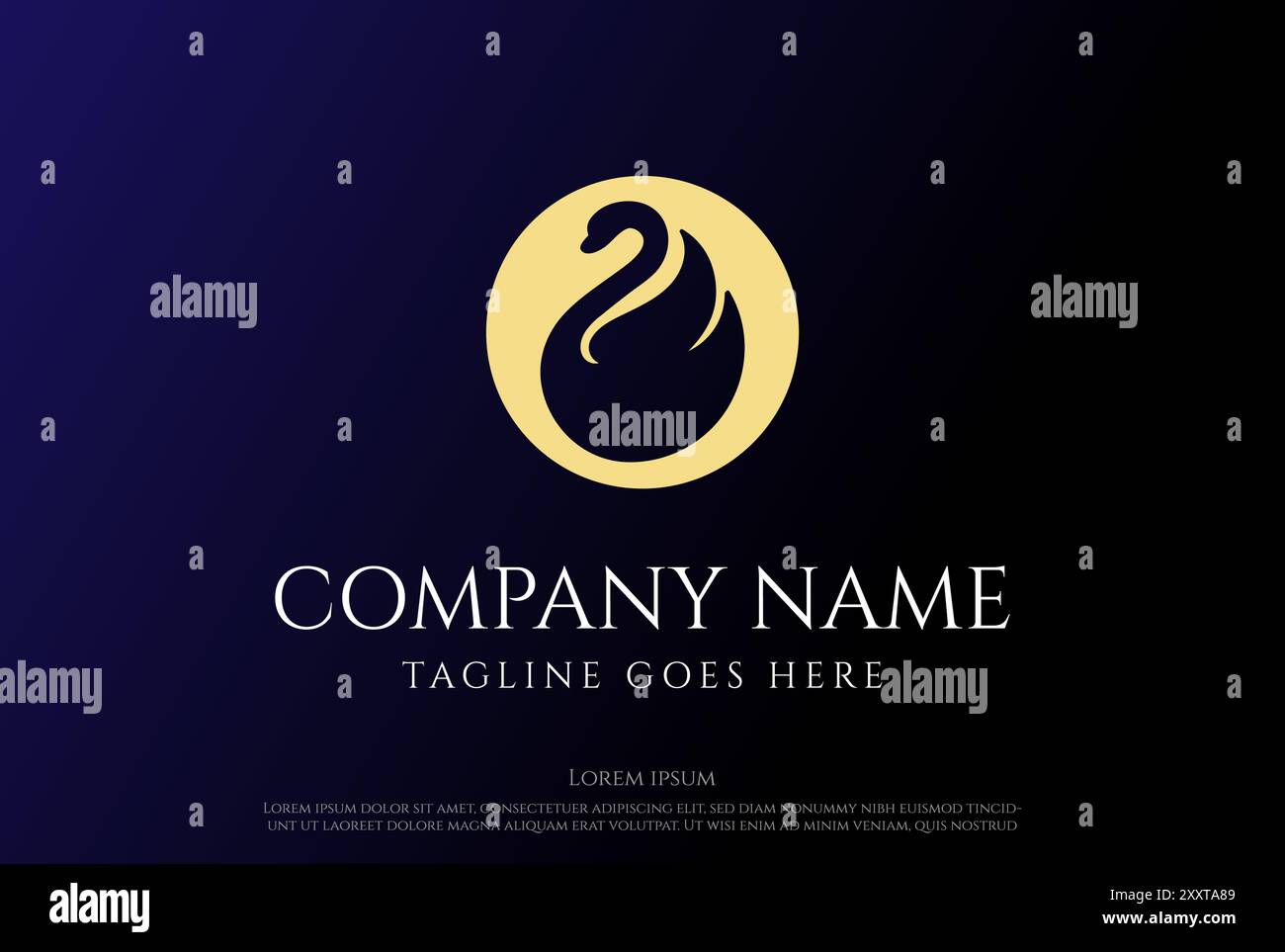 Design Vector con logo Golden Luxury Swan Goose Duck Illustrazione Vettoriale