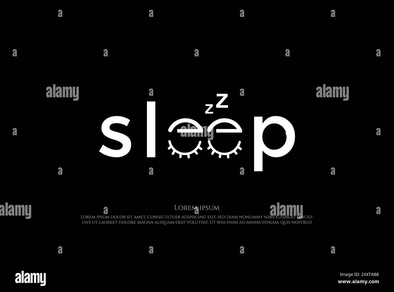 Logo Letter Sleep Eye Typography Design Vector Illustrazione Vettoriale
