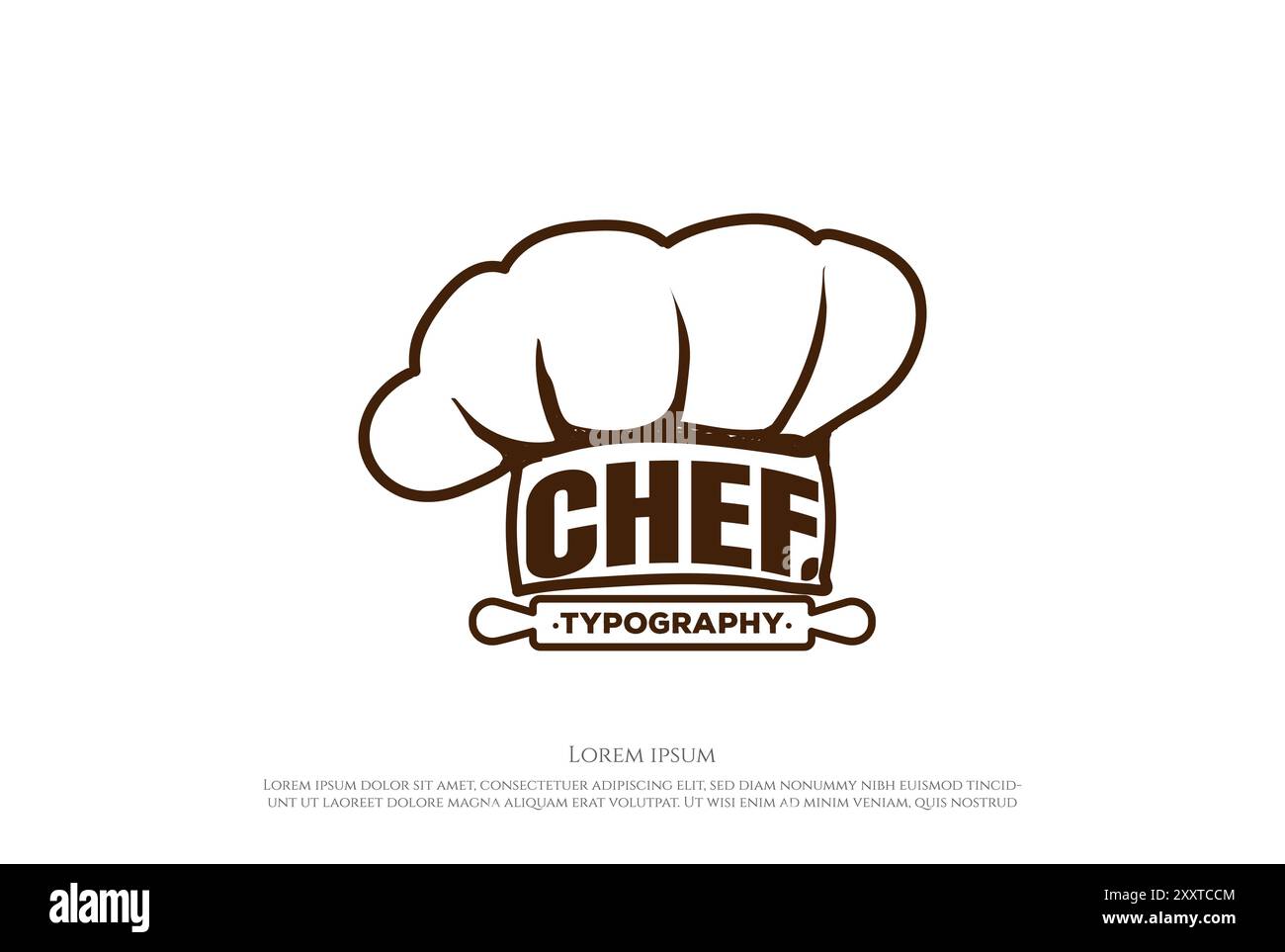 Chef Hat Restaurant Cooking Typography Logo Design Vector Illustrazione Vettoriale