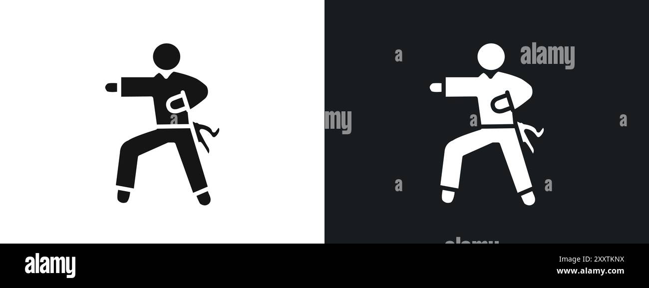 icona karate segno grafico vettoriale lineare o set di simboli per l'interfaccia utente dell'app web Illustrazione Vettoriale