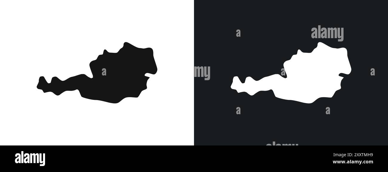 Icona mappa dell'Austria segno grafico vettoriale lineare o set di simboli per l'interfaccia utente dell'app Web Illustrazione Vettoriale