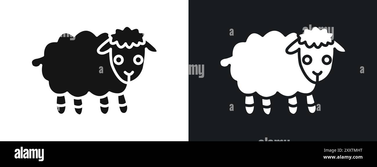 icona pecora segno grafico vettoriale lineare o set di simboli per l'interfaccia utente dell'app web Illustrazione Vettoriale