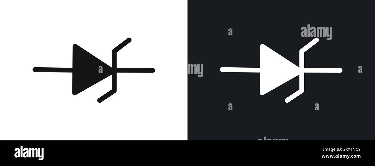 Icona diodo Zener segno grafico vettoriale lineare o set di simboli per l'interfaccia utente dell'app Web Illustrazione Vettoriale