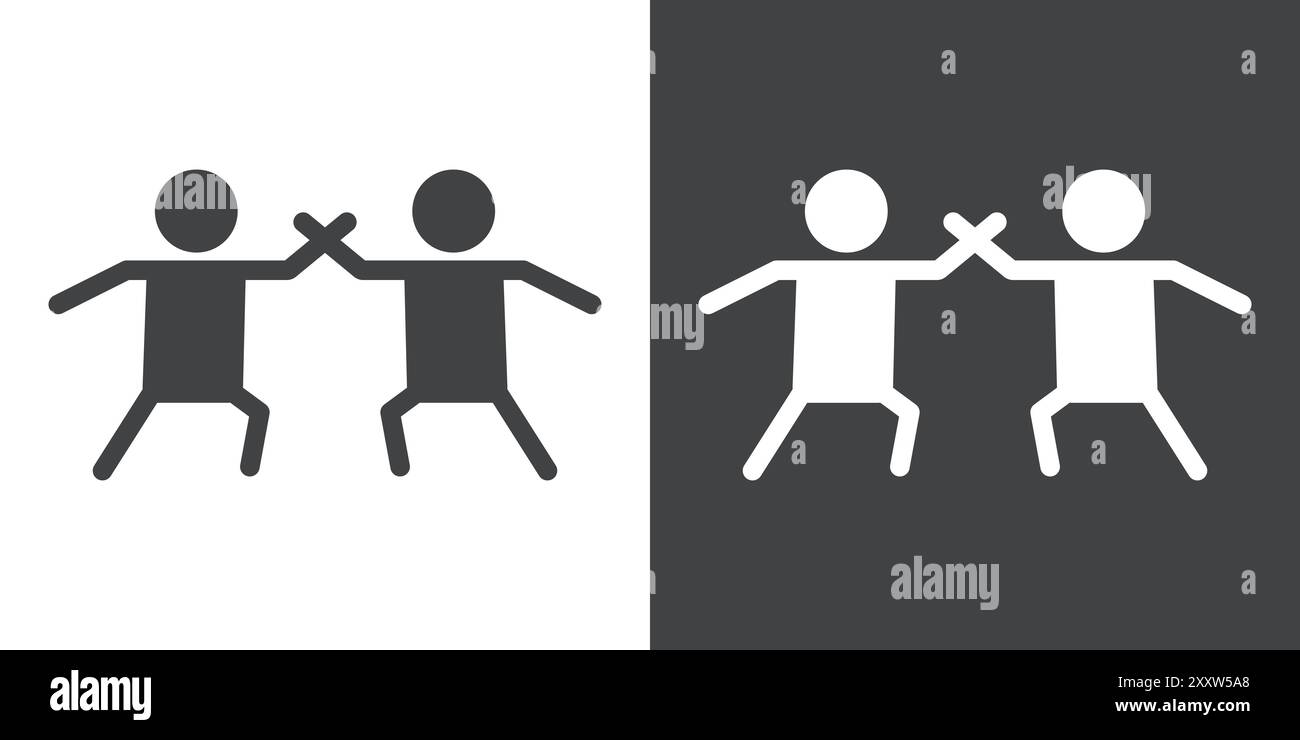 karate Icon Flat Set in bianco e nero con contorno vettoriale Illustrazione Vettoriale