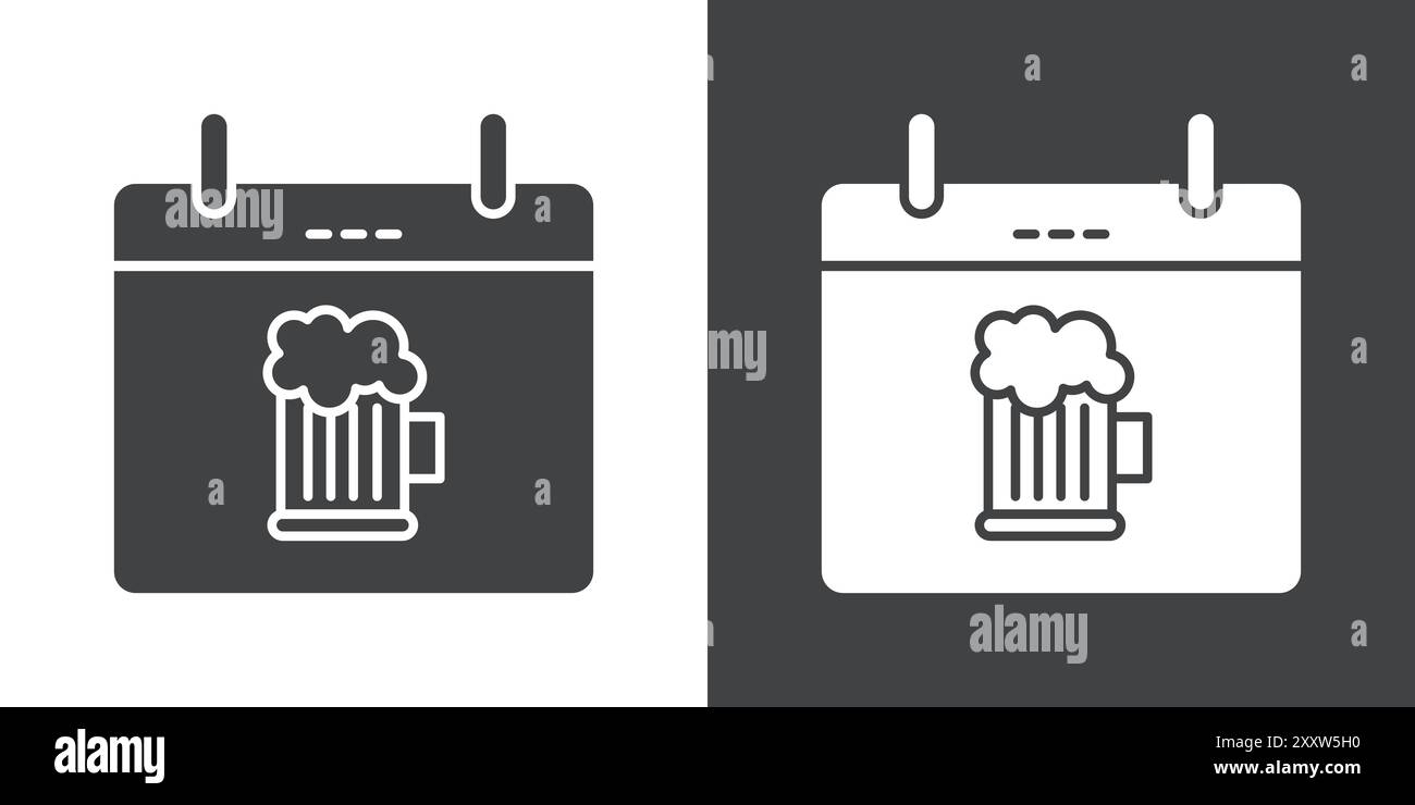 oktoberfest Icon Flat Set in bianco e nero vettoriale di contorno Illustrazione Vettoriale