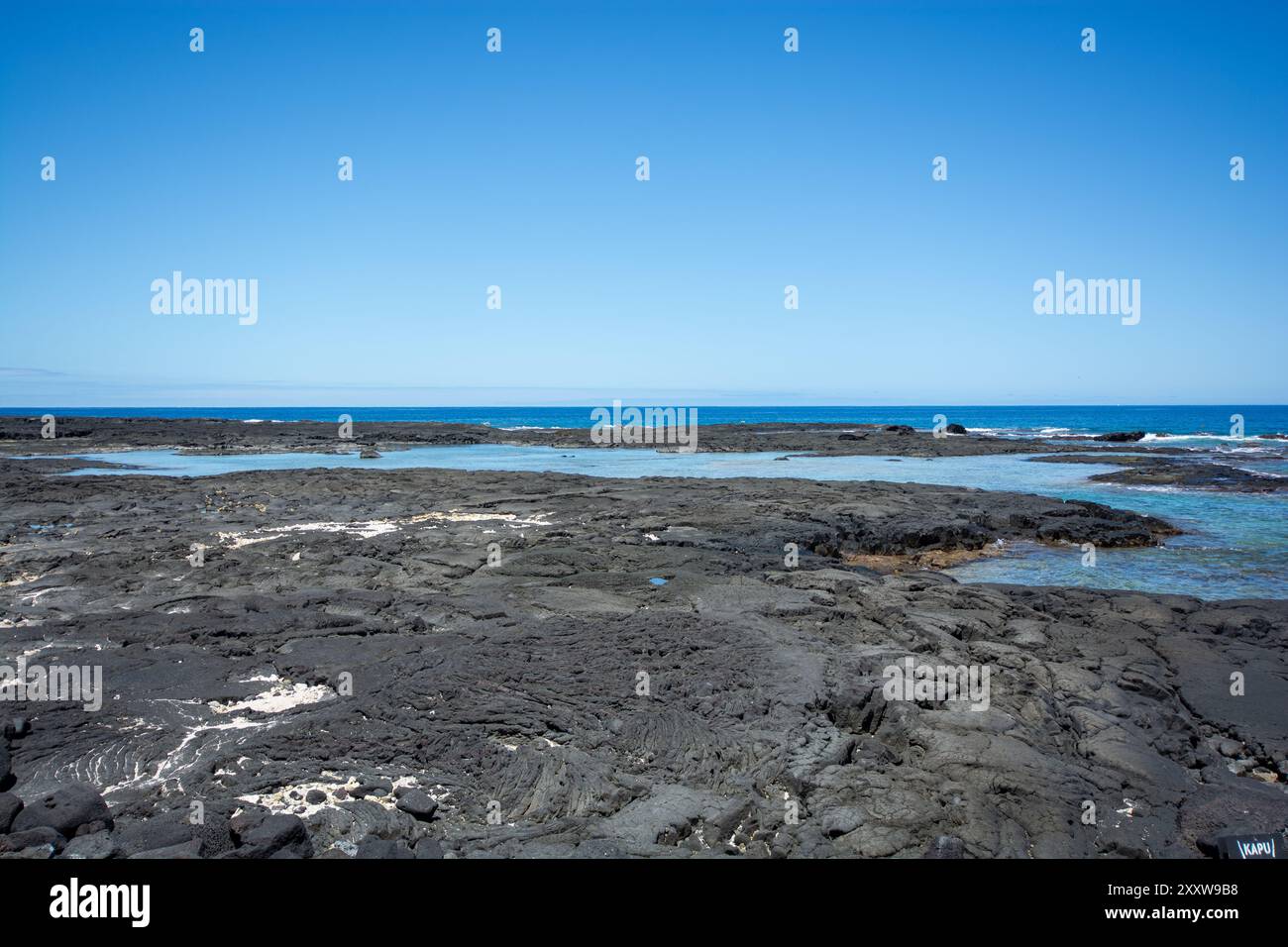 Parco storico nazionale PU uhonua o H naunau intagliato in legno di stile hawaiano, Big Island, Hawaii Foto Stock