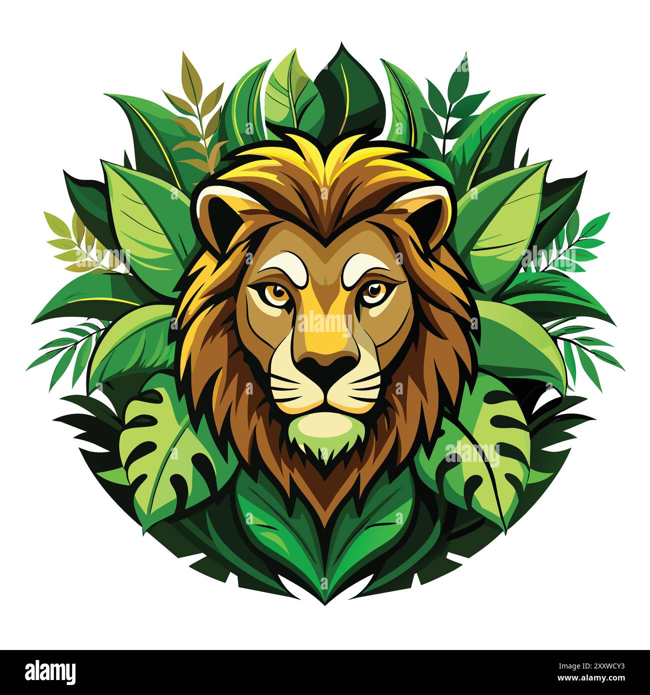 Logo Lion Front Face Illustrazione Vettoriale