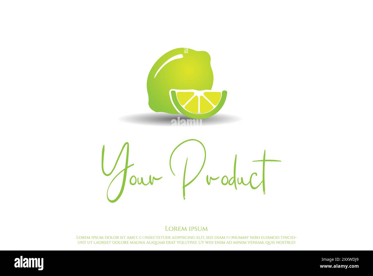 Design semplice e minimalista con logo Vector con logo arancia limone e frutta Illustrazione Vettoriale