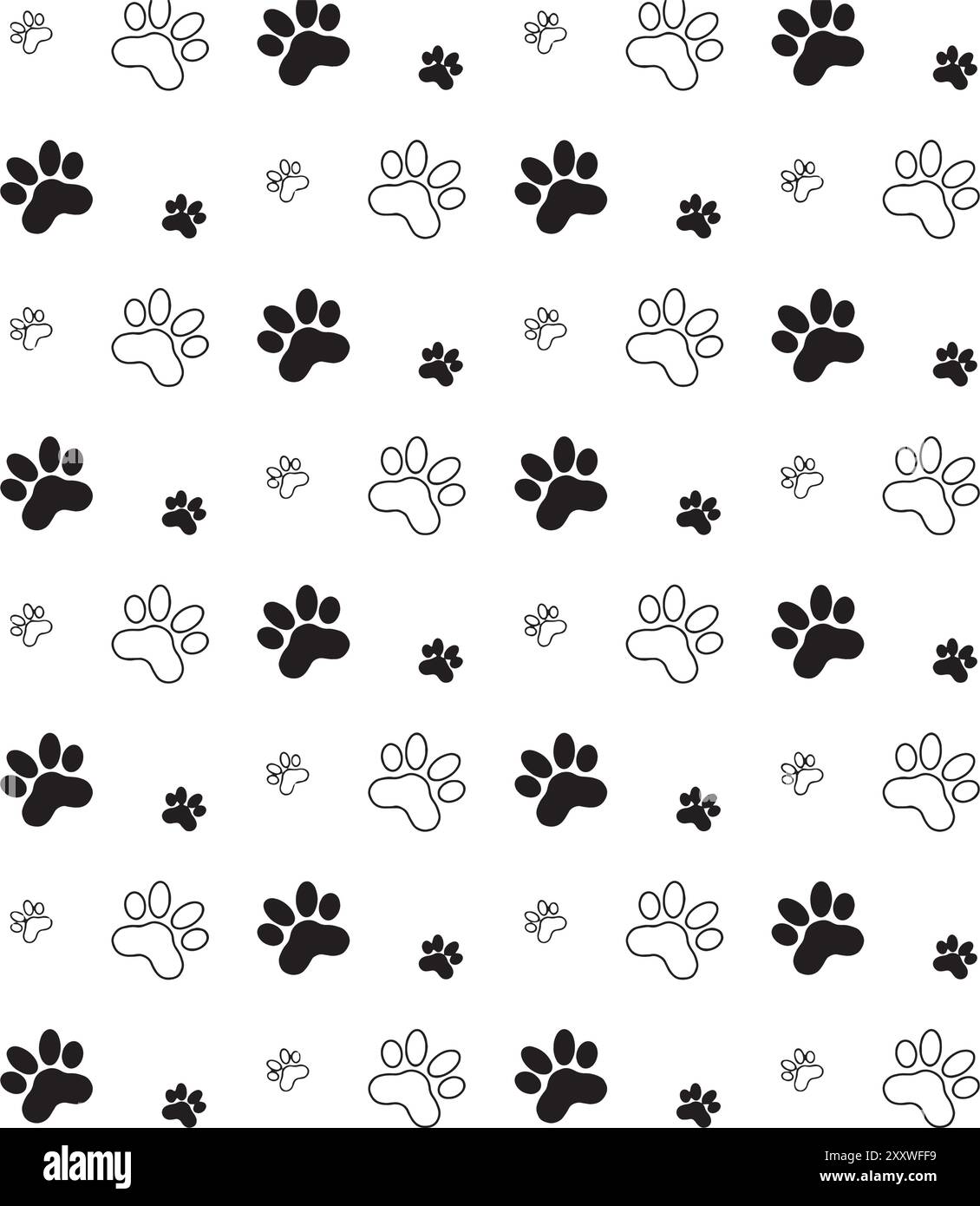 Dog Paw impronta senza cuciture foulard vettoriale per animali domestici cartone animato isolato ripetizione piastrelle per sfondo disegno illustrativo. Illustrazione vettoriale Illustrazione Vettoriale