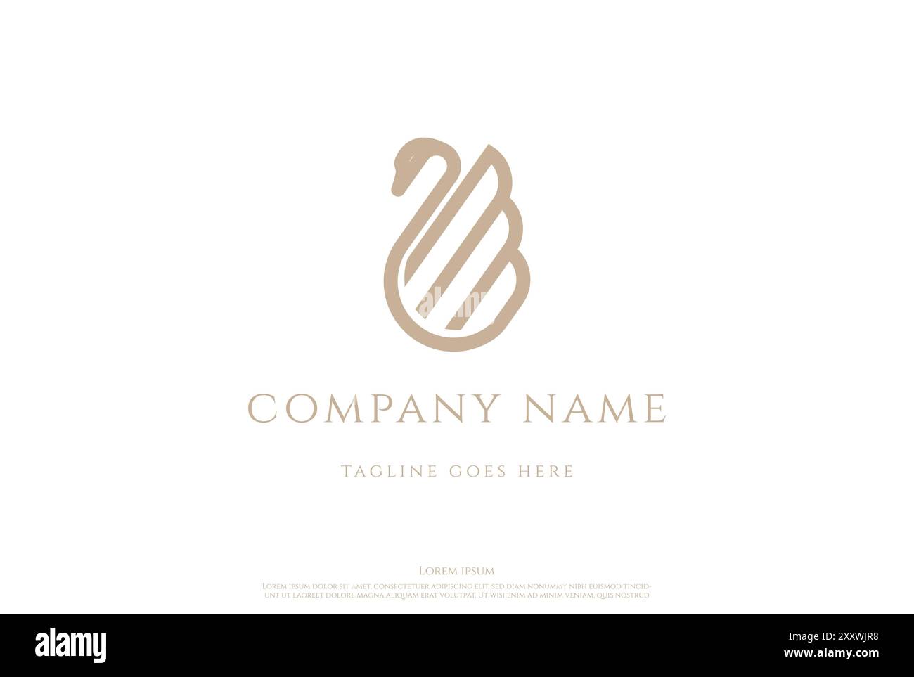 Design Vector con logo e linea d'anatra Luxury Swan Goose semplice e minimalista Illustrazione Vettoriale