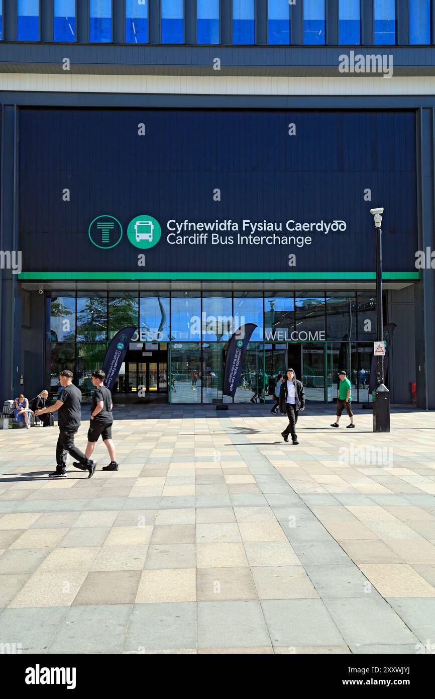 Cardiff Bus Interchange, Central Square, Cardiff, South Wales. Foto Stock