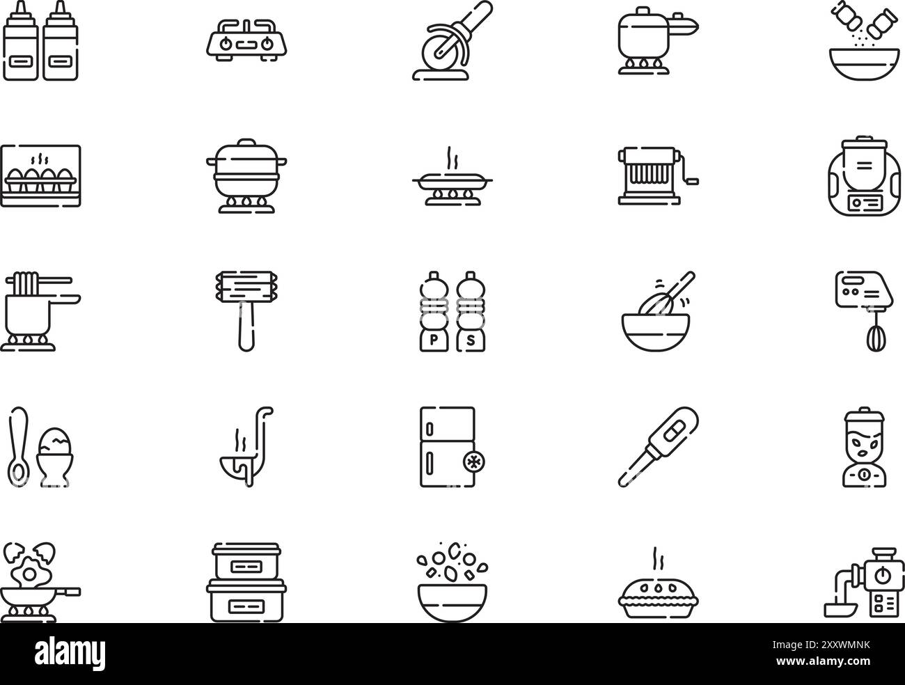 La collezione Cooking icons è un'illustrazione vettoriale con traccia modificabile. Illustrazione Vettoriale