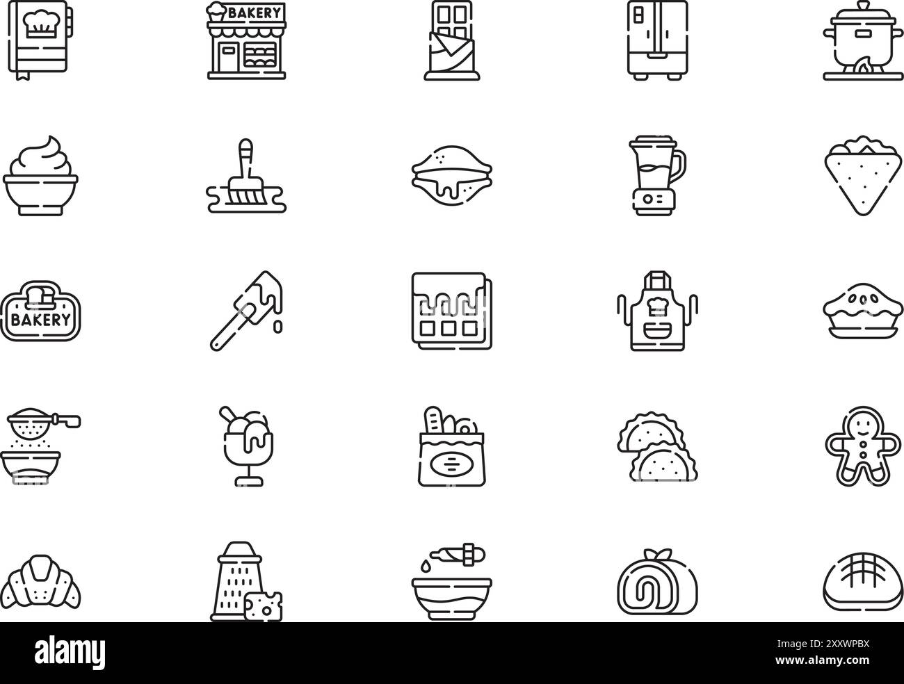La collezione Bakery icons è un'illustrazione vettoriale con tratto modificabile. Illustrazione Vettoriale La collezione Bakery icons è un'illustrazione vettoriale con tratto modificabile. Illustrazione Vettoriale