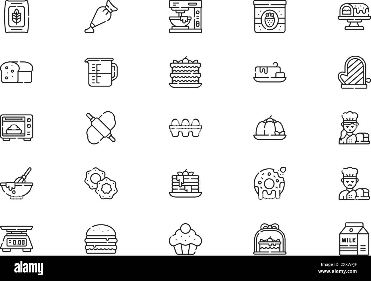 La collezione Bakery icons è un'illustrazione vettoriale con tratto modificabile. Illustrazione Vettoriale La collezione Bakery icons è un'illustrazione vettoriale con tratto modificabile. Illustrazione Vettoriale
