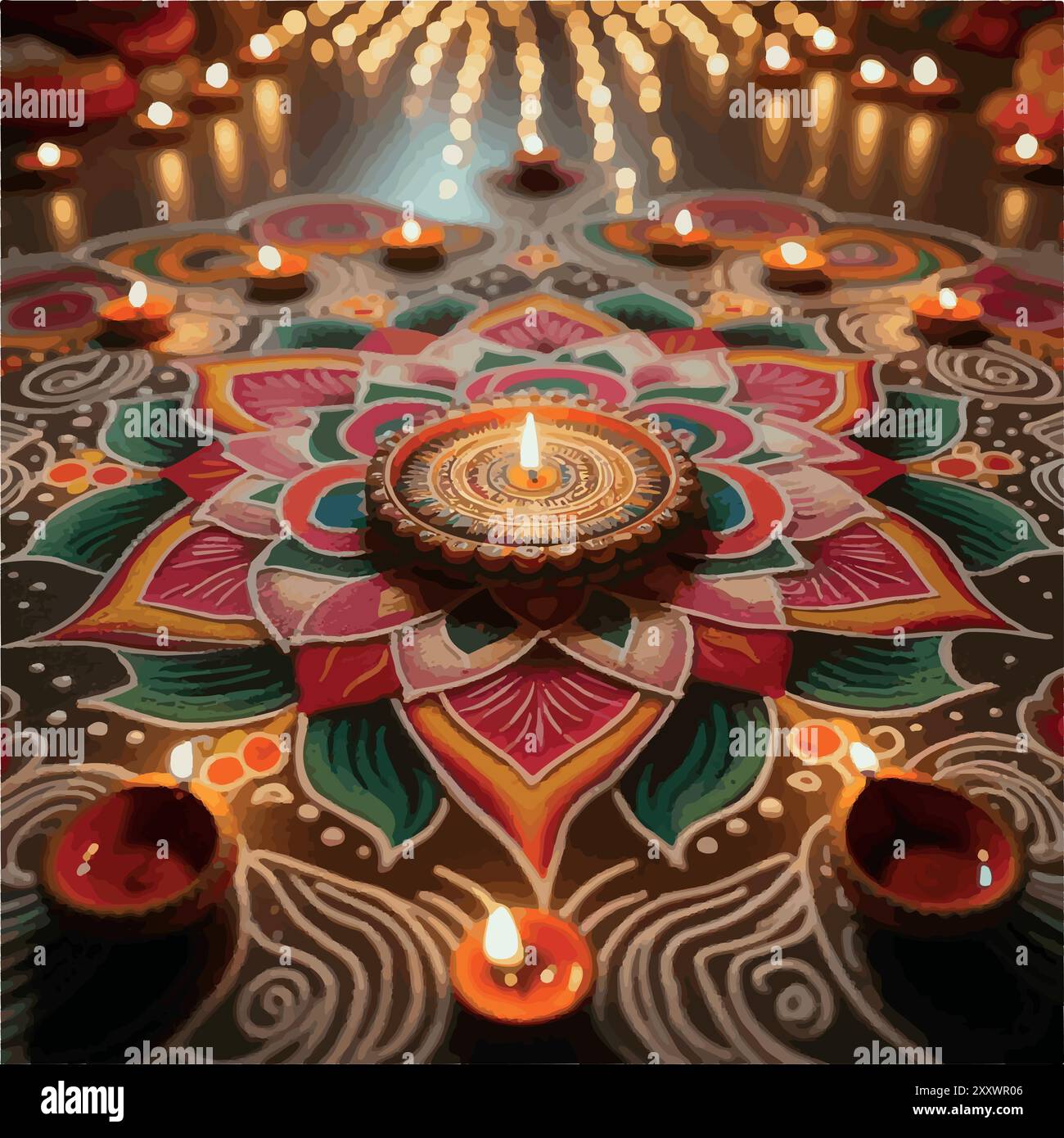 Celebrazioni Diwali scintillanti a te e ai tuoi.... Illustrazione Vettoriale