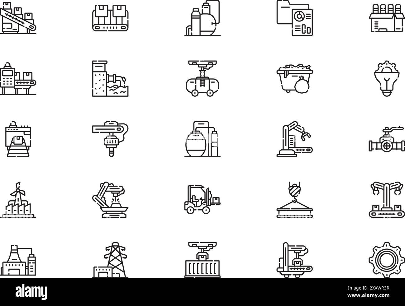 La raccolta Industrial Process icons è un'illustrazione vettoriale con traccia modificabile. Illustrazione Vettoriale