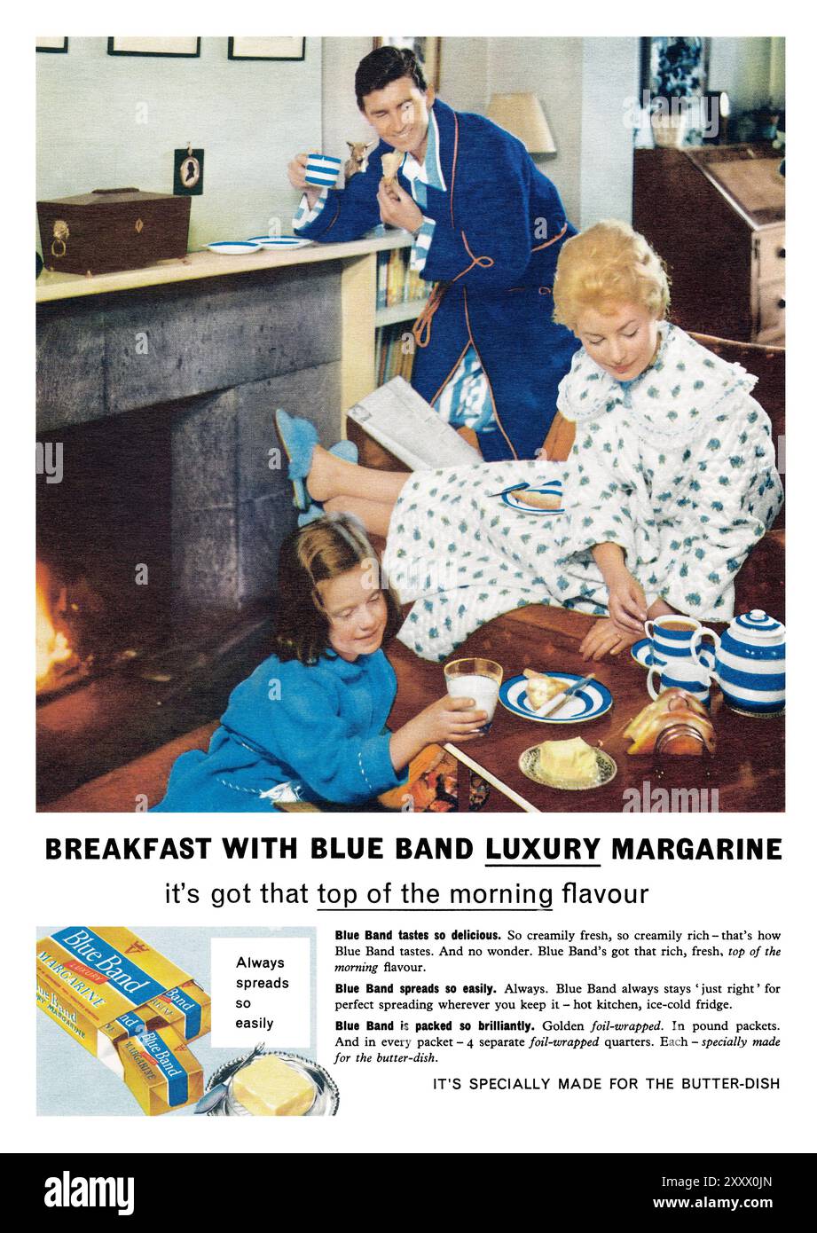 1958 pubblicità britannica per la margarina Blue Band. Foto Stock