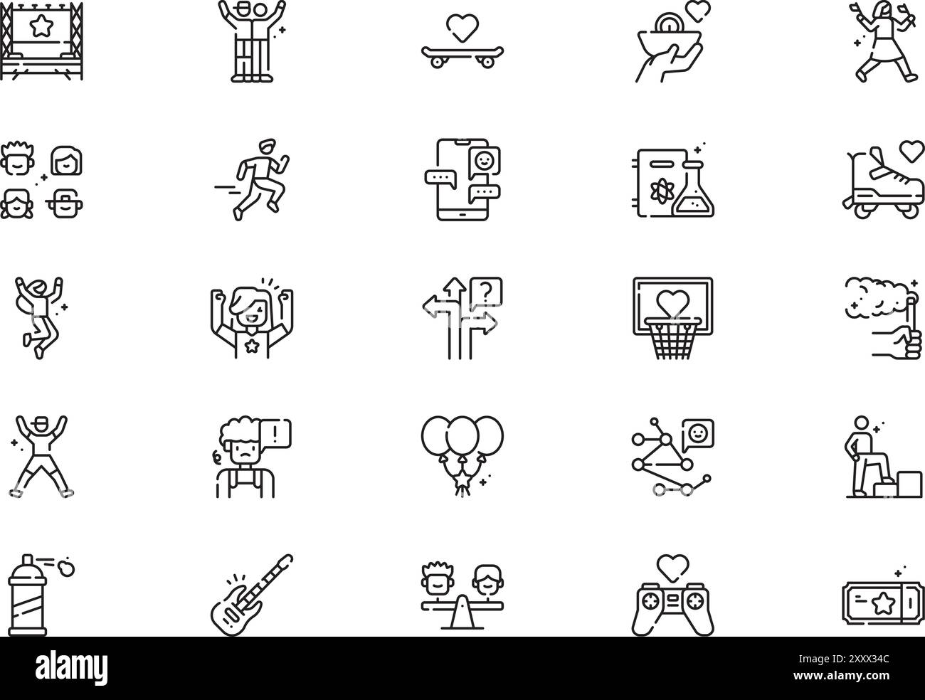 La raccolta di icone per la giornata dei giovani è un'illustrazione vettoriale con tratto modificabile. Illustrazione Vettoriale