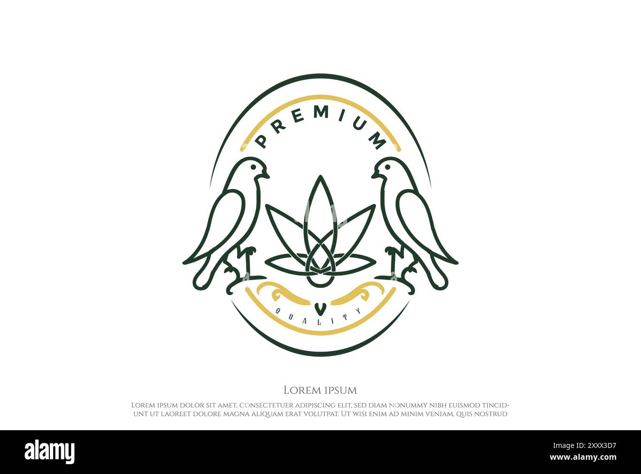 Vintage retro Bird con Cannabis marijuana Ganja Leaf per estratto di olio CBD Logo Design Vector Illustrazione Vettoriale