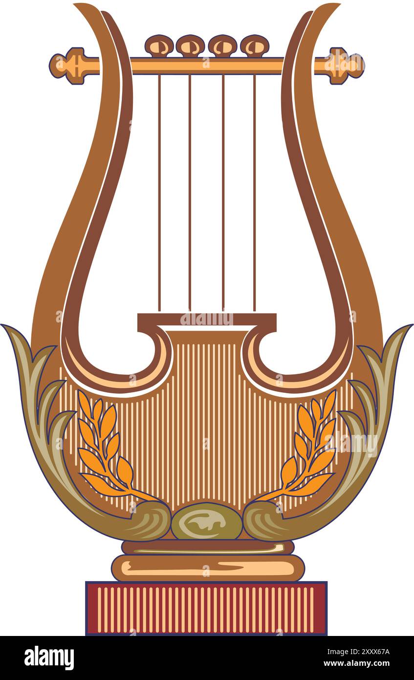 Strumento musicale in lira greca isolato su sfondo bianco Vector Illustrazione Vettoriale