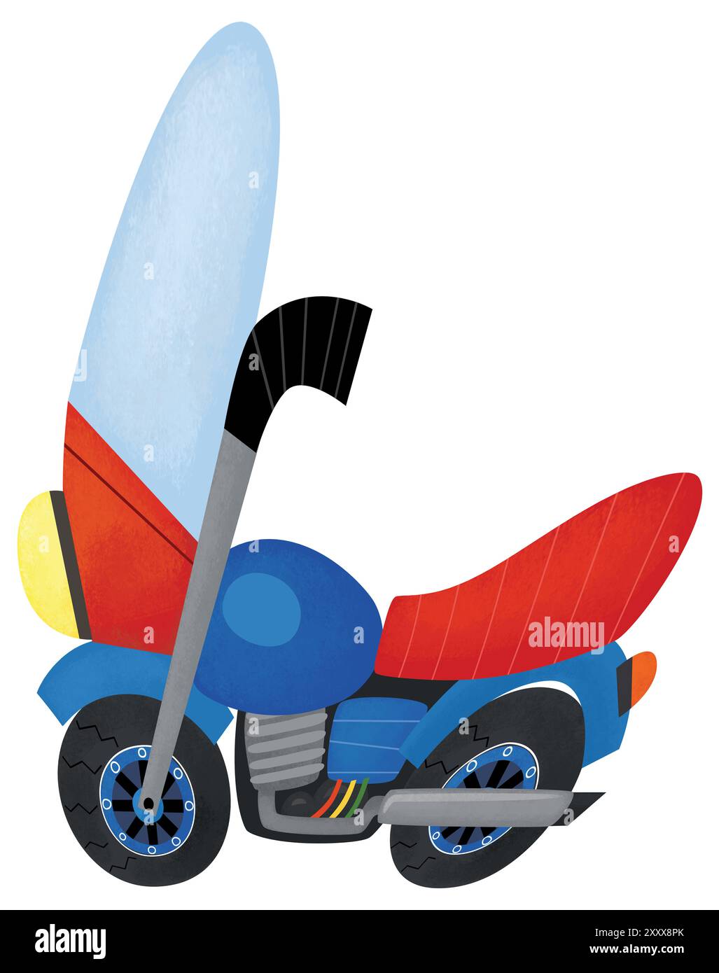 Cartoni animati moto roadster moto moto trasporto di veicoli illustrazione isolata per bambini Foto Stock