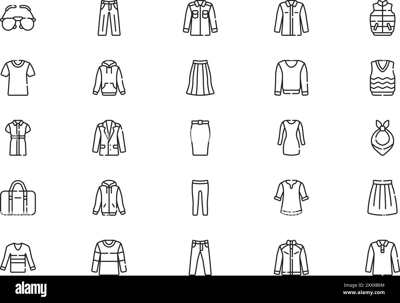 La collezione Autunno abiti e accessori icone è un'illustrazione vettoriale con tratto modificabile. Illustrazione Vettoriale