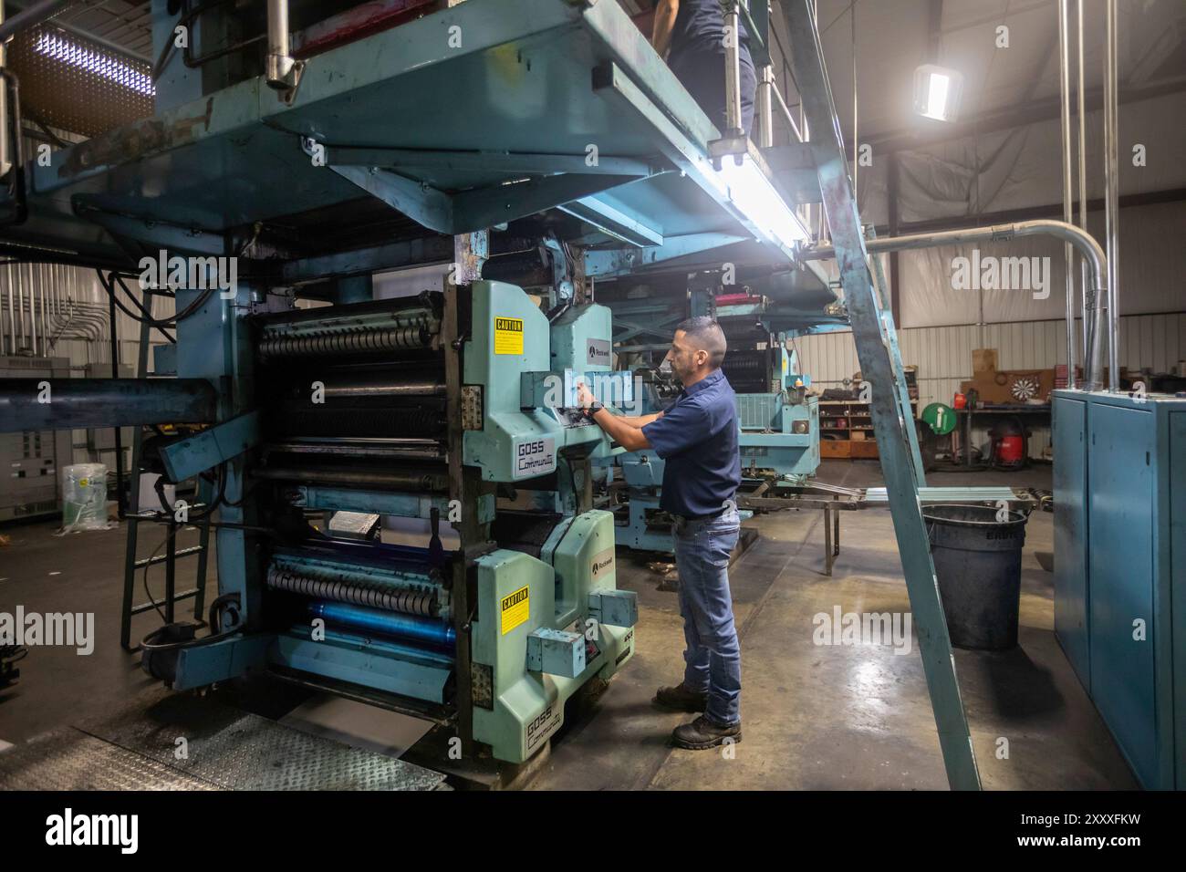 Liberal, Kansas - Danny Moura gestisce la stampa al leader & Times. Oltre al proprio giornale, l'azienda stampa settimanalmente giornali comunitari per Foto Stock