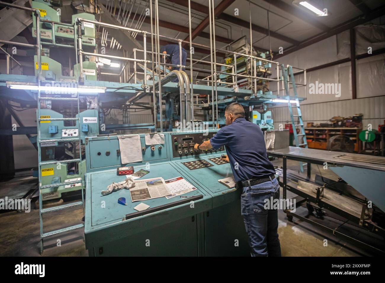 Liberal, Kansas - Danny Moura gestisce la stampa al leader & Times. Oltre al proprio giornale, l'azienda stampa settimanalmente giornali comunitari per Foto Stock