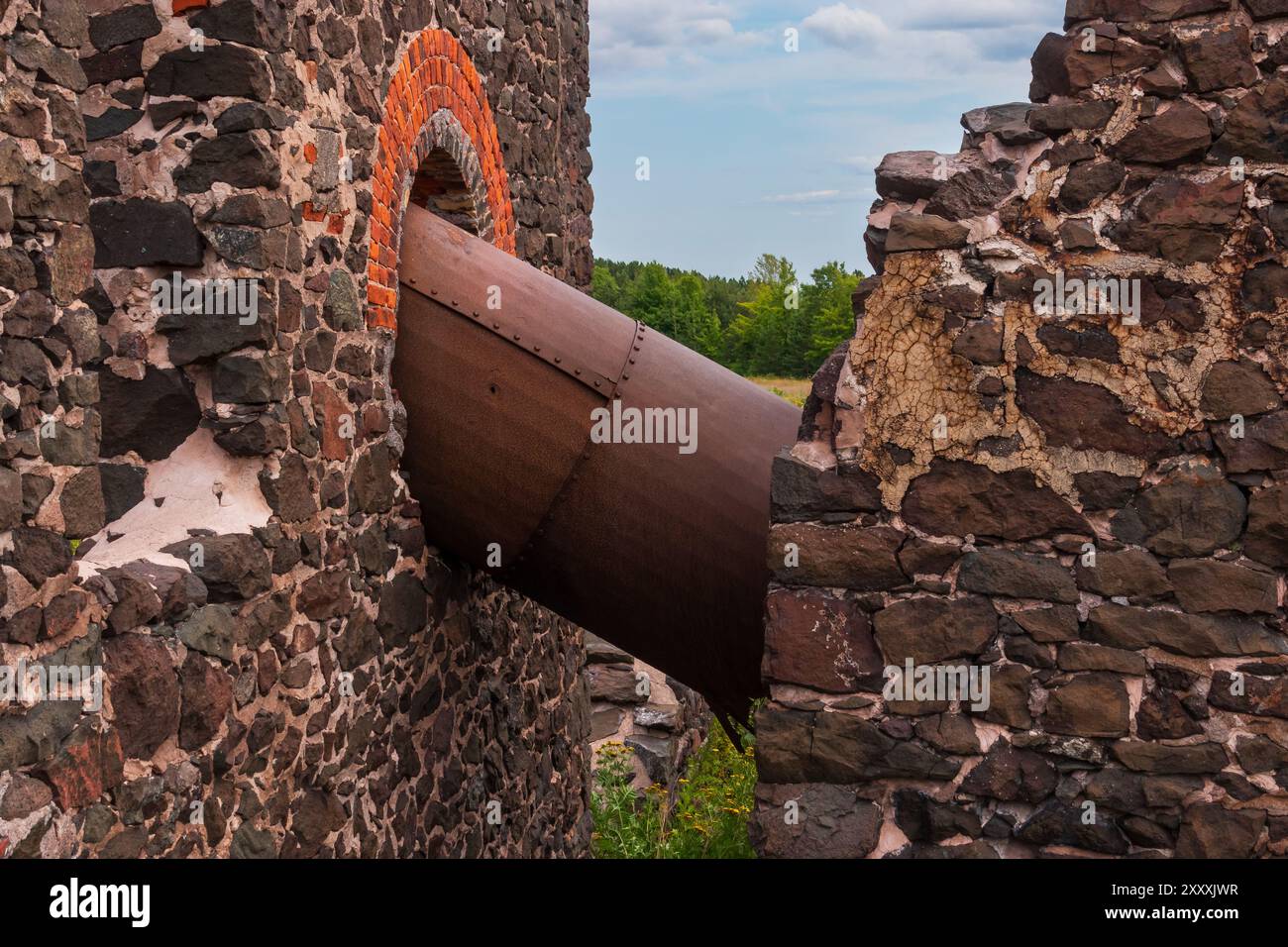 Rovine di una vecchia miniera. Foto Stock