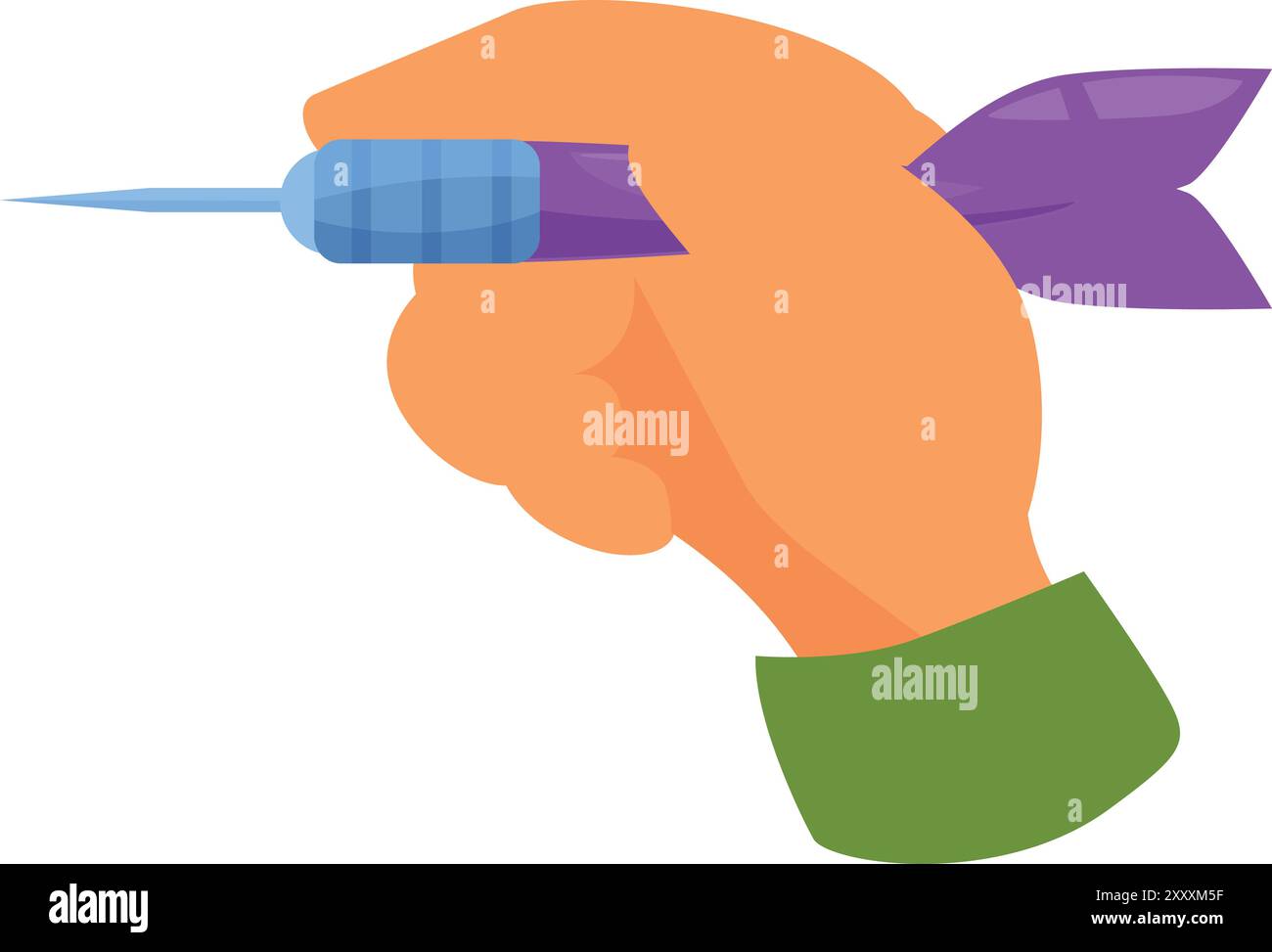 La mano regge un dardo, pronto a lanciarlo contro un bersaglio Illustrazione Vettoriale