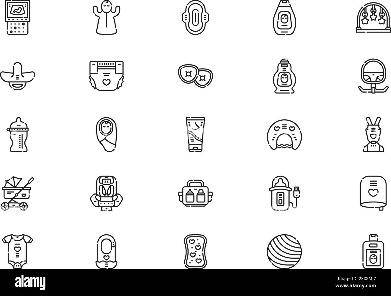 La raccolta Maternity icons (icone maternità) è un'illustrazione vettoriale con tratto modificabile. Illustrazione Vettoriale