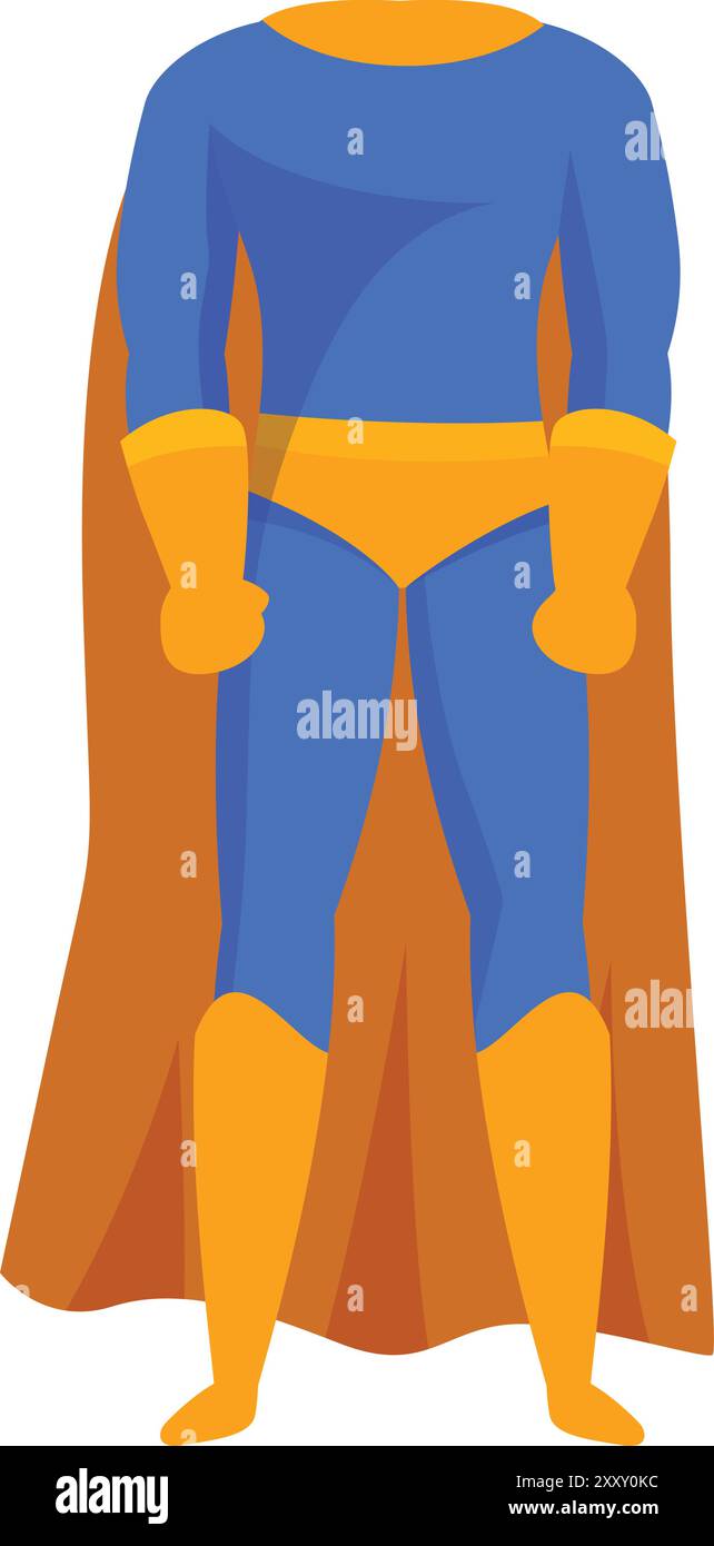Costume da supereroe in piedi, pronto a proteggere gli innocenti e combattere per la giustizia Illustrazione Vettoriale