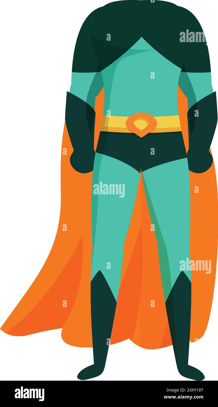 Un supereroe che indossa un costume e un mantello, pronto all'azione Illustrazione Vettoriale