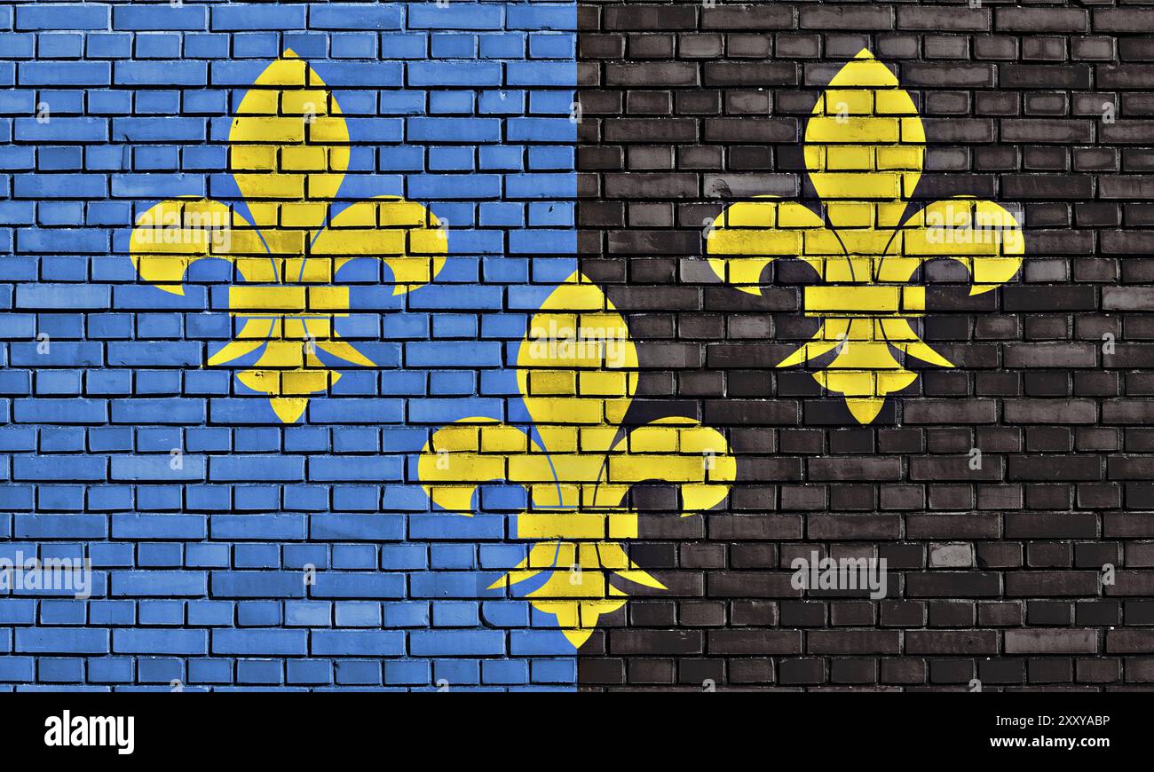 Bandiera del Monmouthshire dipinta su un muro di mattoni Foto Stock