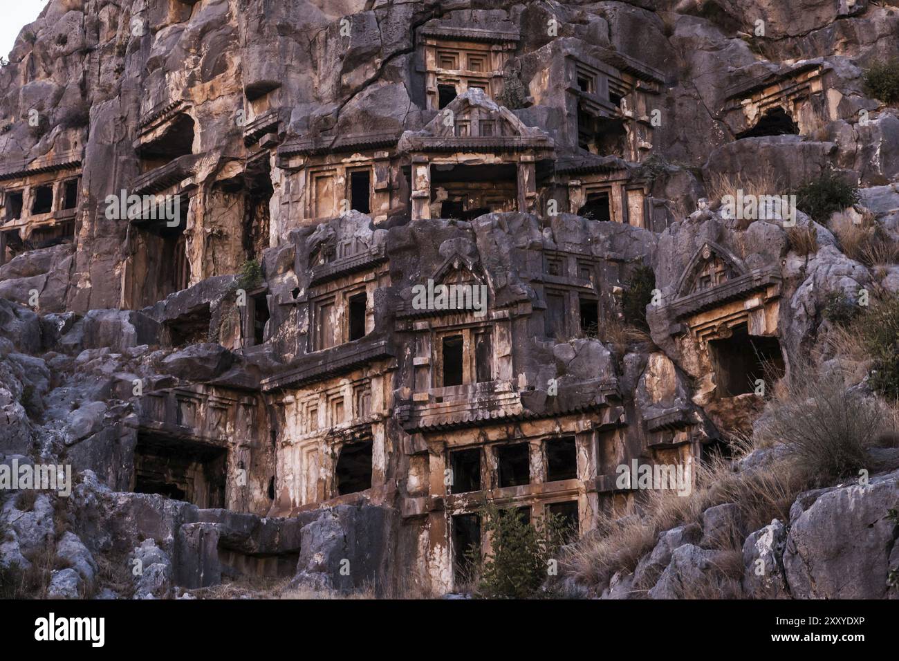 Antica Myra lycian rock le rovine della tomba in Turchia Demre Foto Stock