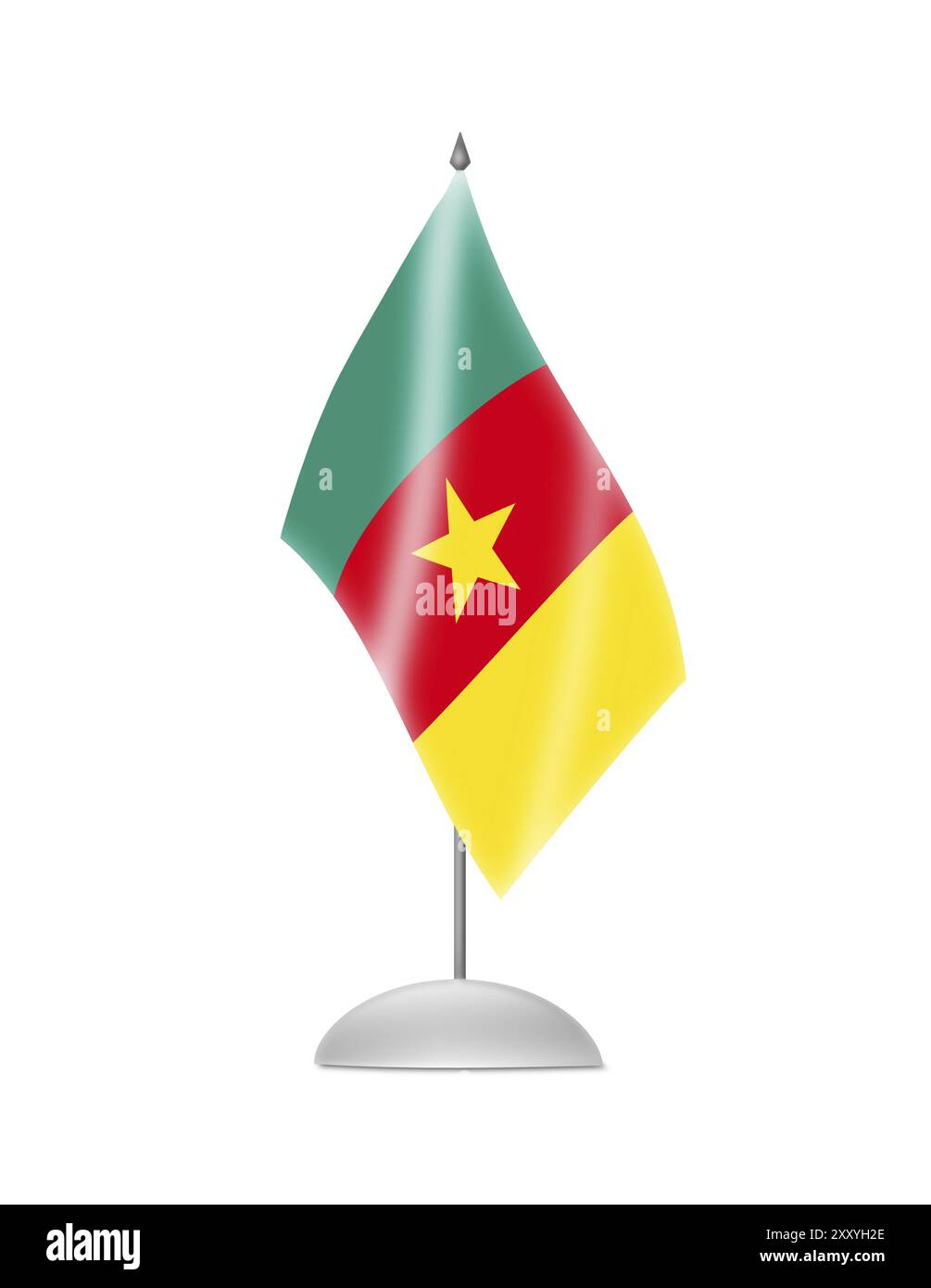 La bandiera camerunese. Flag tabella. Isolato su bianco Foto Stock