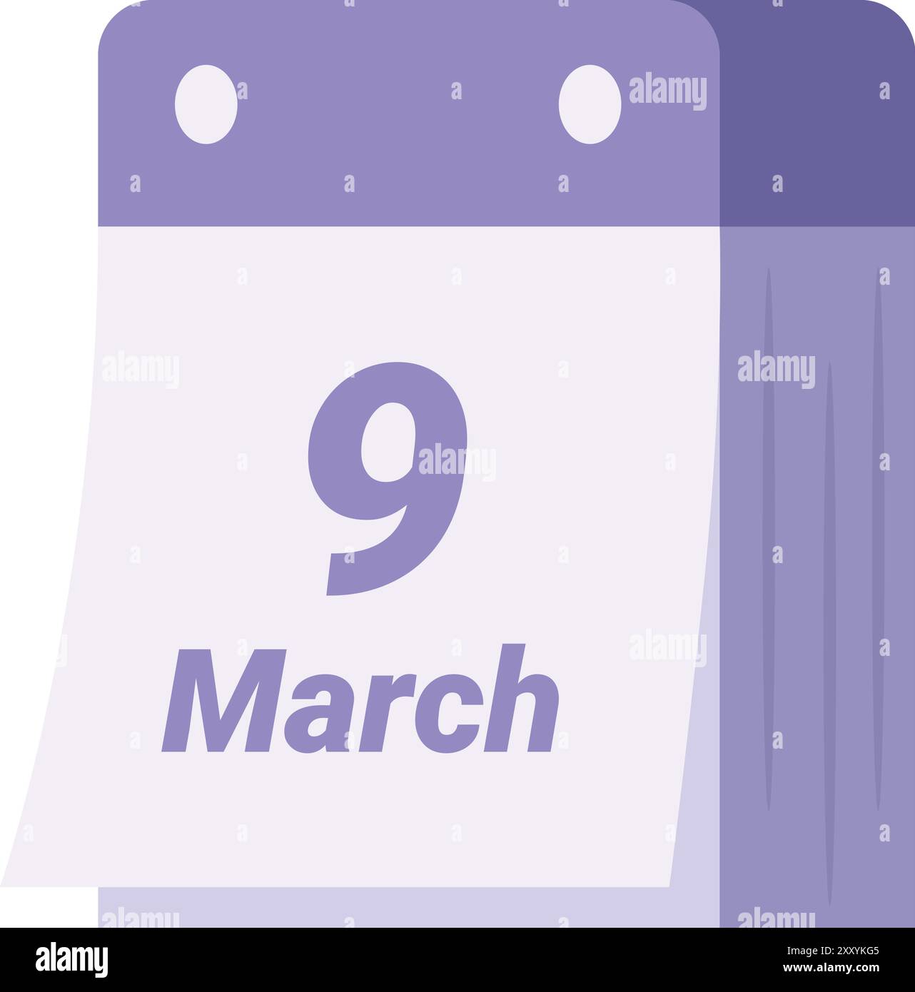 Calendario a strappo che mostra la data del 9 marzo, per tenere traccia degli appuntamenti Illustrazione Vettoriale