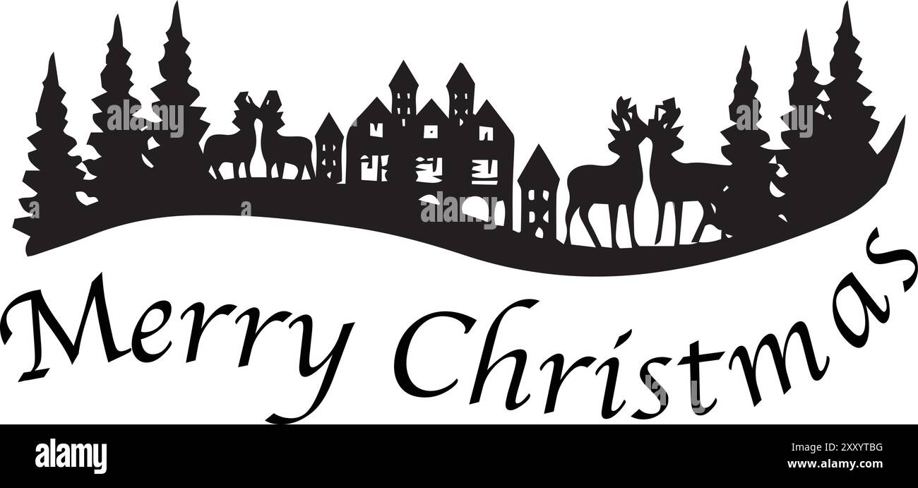 Illustrazione vettoriale di buon Natale, design della t-shirt natalizia, disegni delle linee di buon Natale Illustrazione Vettoriale