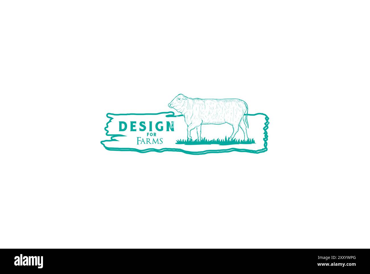 Retro Vintage Hand Drawn Cow Bull Angus Ox per Beef Farm Logo Design Vector Illustrazione Vettoriale