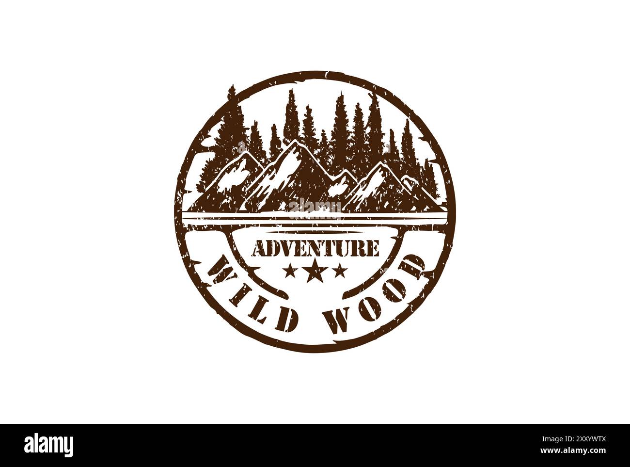 Emblema del logo Design Vector con logo per avventura all'aperto, logo di Pine Cedar Spruce Conifer Evergreen Fir Larch Cypress Hemlock Trees Forest Badge Emblem for Outdoor Camp Adventure Illustrazione Vettoriale