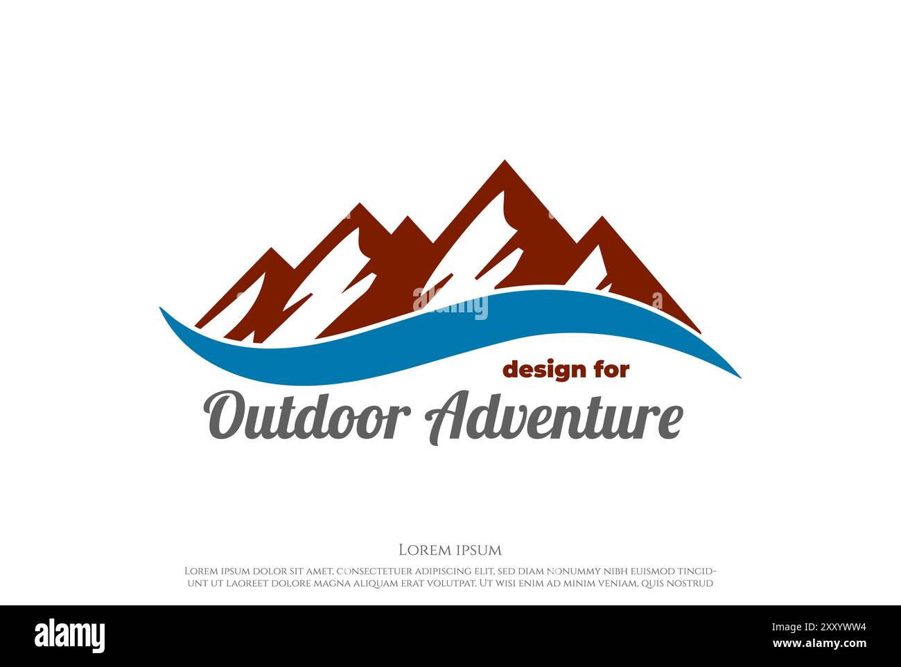 Ice Snow Mountain Hill con logo Lake River Creek Design Vector Illustrazione Vettoriale