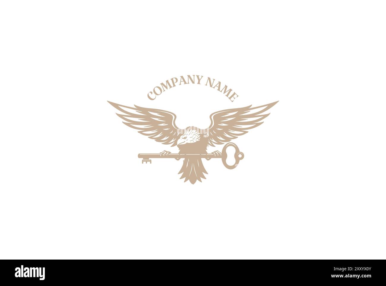 Falcon Hawk vintage retro Eagle con chiave per il design del logo degli appartamenti immobiliari Illustrazione Vettoriale