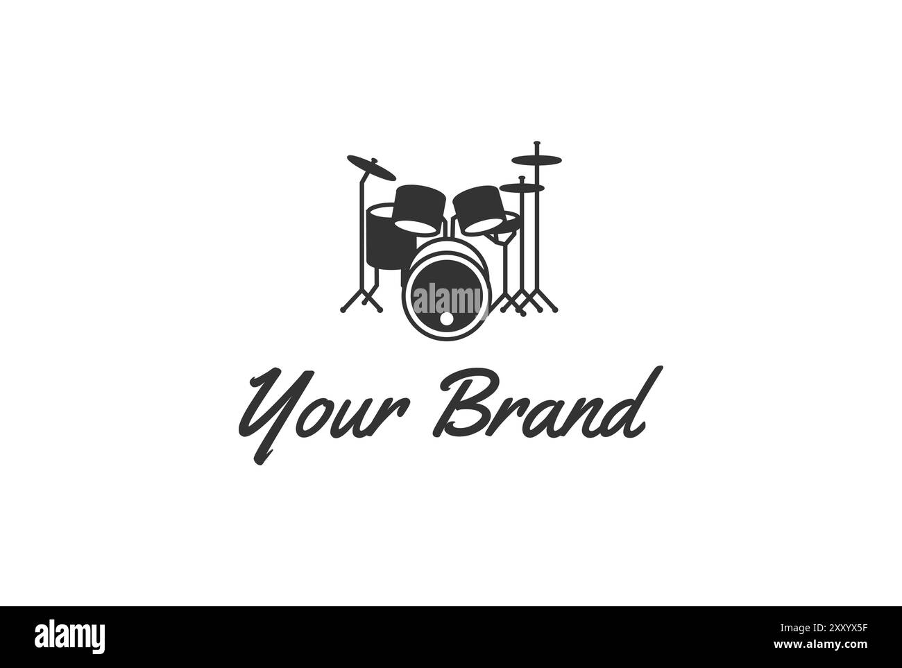 Silhouette vintage Drum Set per il Concorso musicale Concerto Show Logo Design Vector Illustrazione Vettoriale