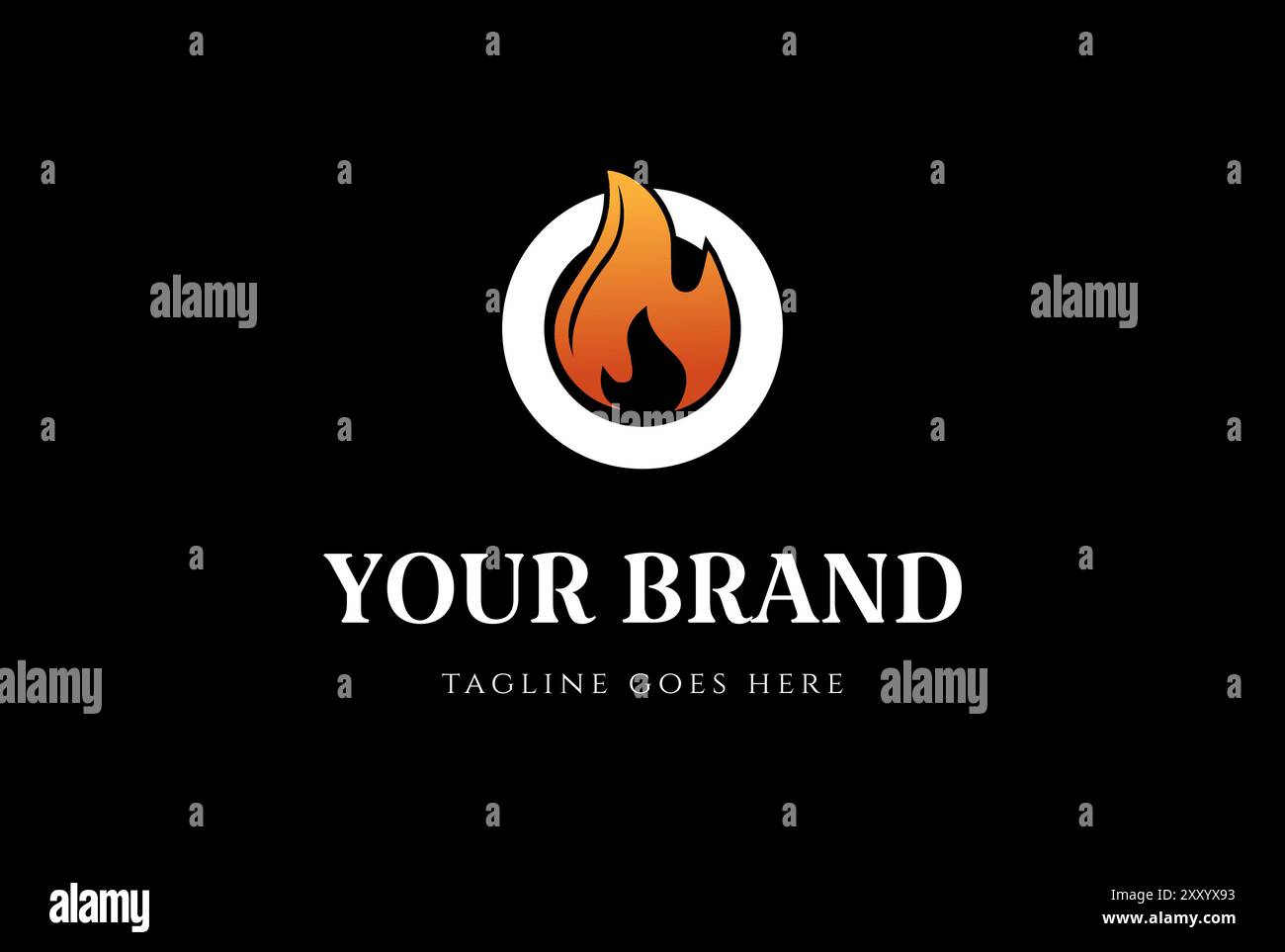 Moderno fuoco a fiamma circolare per il logo Energy Design Vector Illustrazione Vettoriale