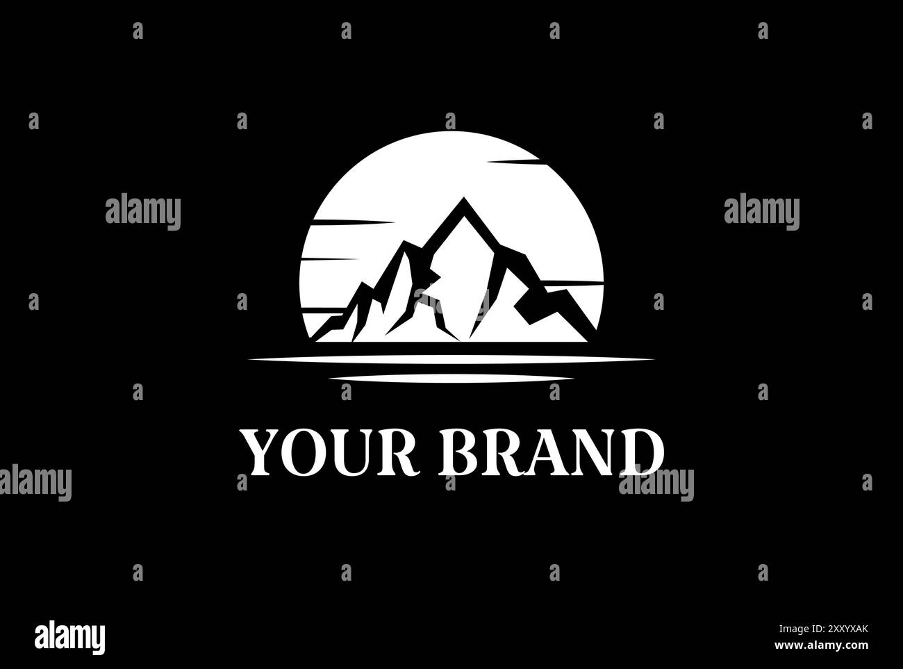 Vintage retro Sunset Sunrise Ice Mountain o Iceberg con Ocean Logo Design Vector Illustrazione Vettoriale