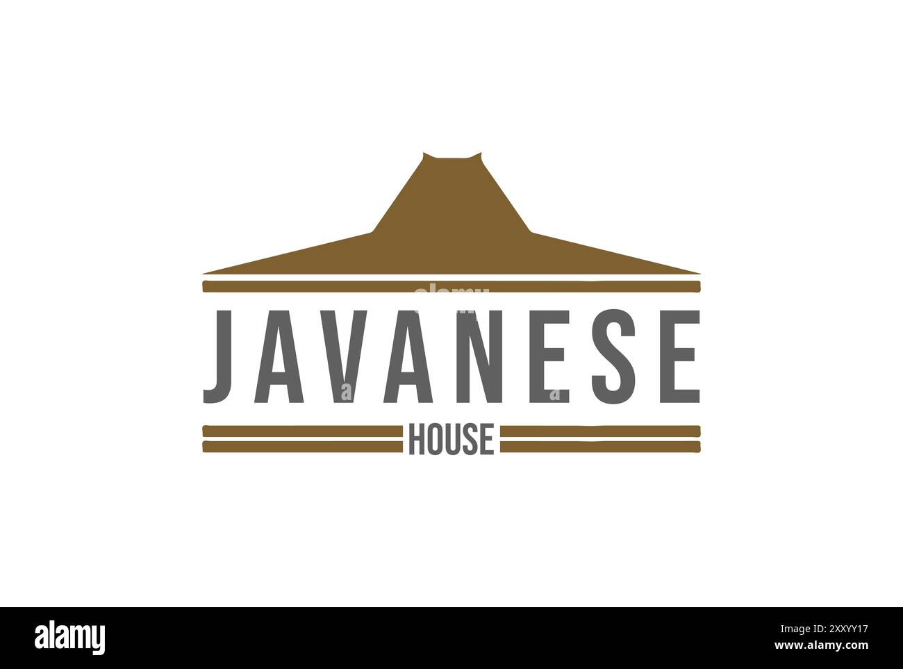 Casa tradizionale semplice e minimalista di Central Java Logo Design Vector Illustrazione Vettoriale