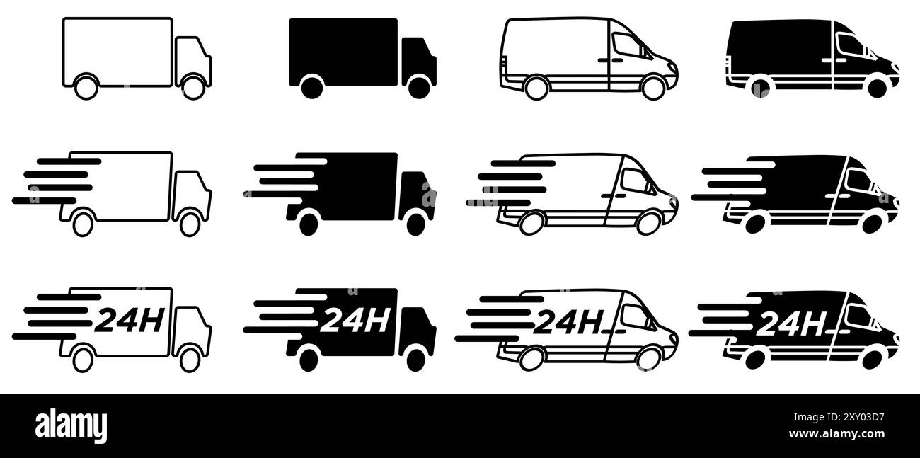 Elementi grafici Van Delivery, illustrazione Fast Delivery Illustrazione Vettoriale