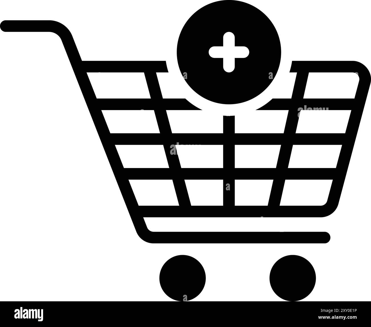 Icona per aggiungere al carrello, carrello a spinta Illustrazione Vettoriale